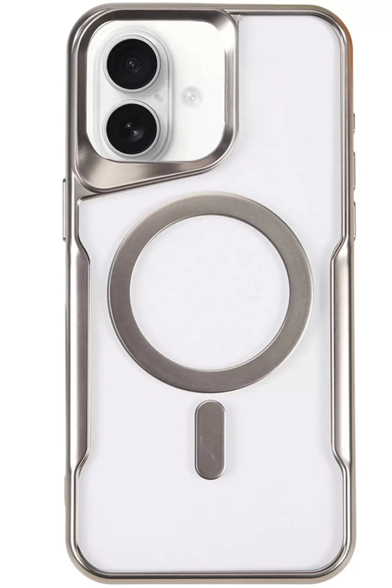 Newface Apple iPhone 16 Plus Kılıf Boyi Magsafe Silikon Kapak - Gümüş