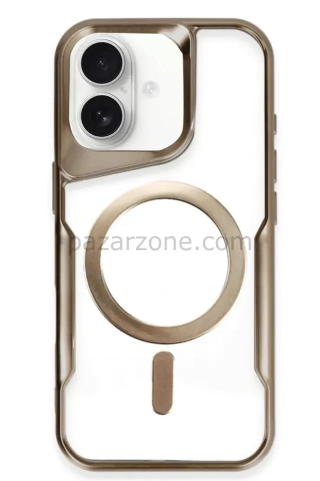 Newface Apple iPhone 16 Plus Kılıf Boyi Magsafe Silikon Kapak - Kahverengi