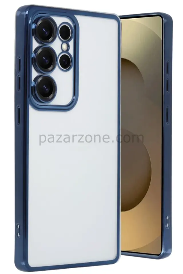 Newface Samsung Galaxy S24 Ultra Kılıf Razer Lensli Silikon - Lacivert