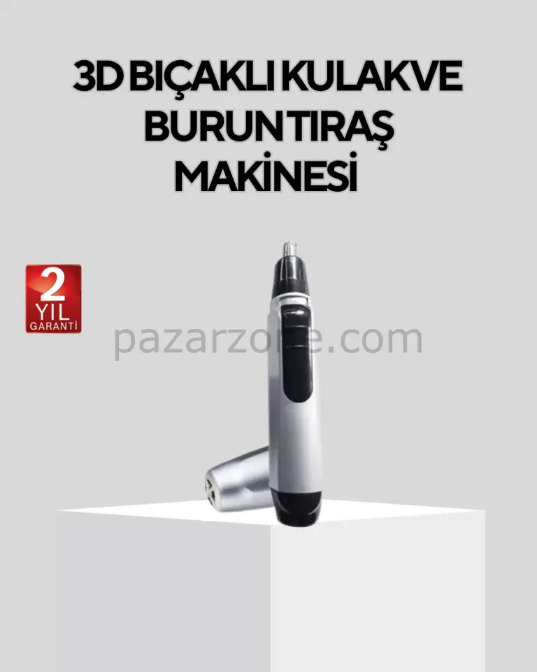 Burun Kulak ve Kaş Tıraş Makinesi 3D Keskin Bıçaklı Pil ile Çalışan