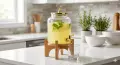 Geyik Figürlü Gold Lüks Cam İçecek Sebili - 3.6 Litre Bambu Standlı Meyve Suyu Kovası
