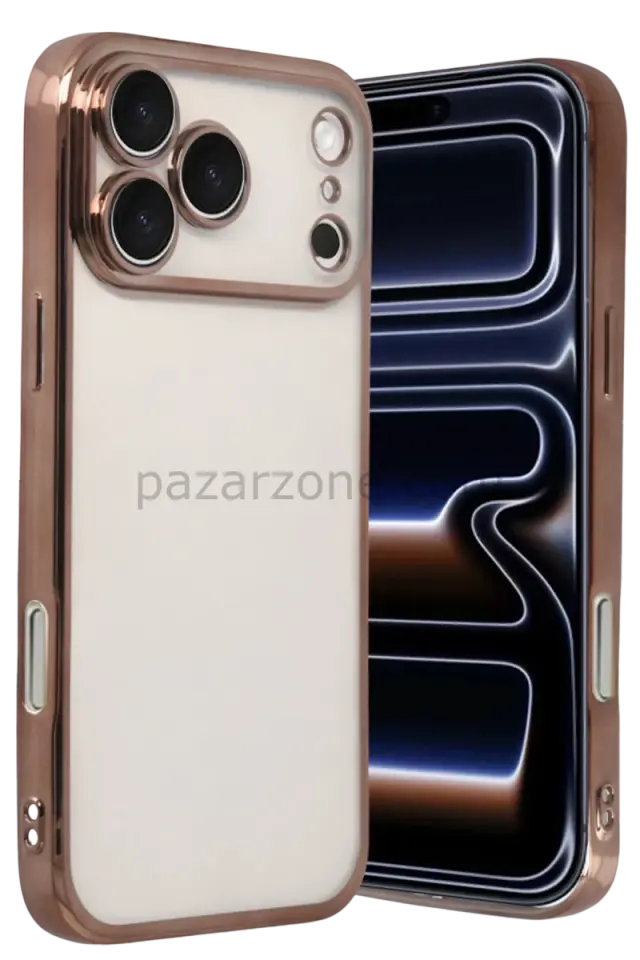 Newface Apple iPhone 17 Pro Max Razer Lensli Silikon - Çöl Titanyum