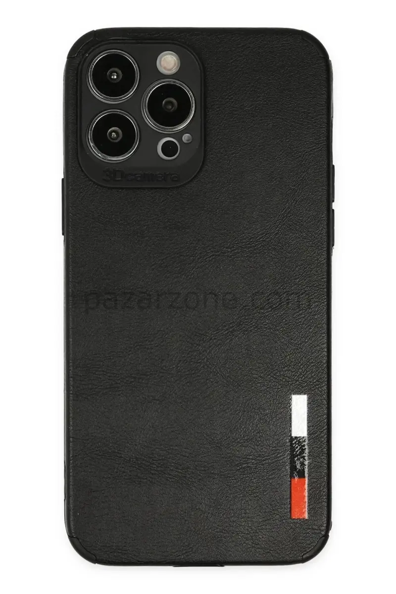 Newface Apple iPhone 13 Pro Max Kılıf Loop Deri Silikon - Siyah