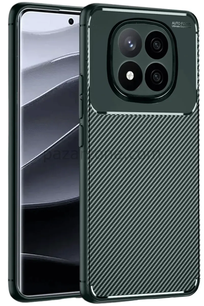 Newface Xiaomi Redmi Note 14 Pro Plus Kılıf Auto Focus Karbon Kapak - Koyu Yeşil
