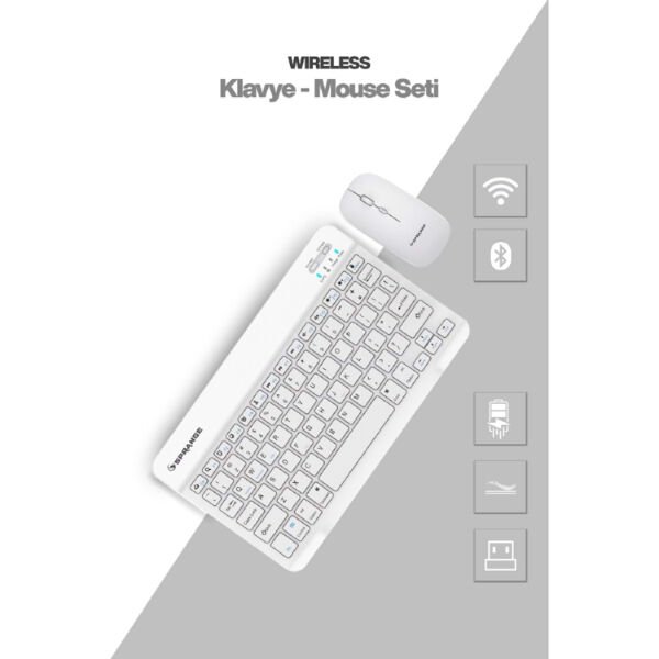 Beyaz Kablosuz Klavye Ve Mouse Seti