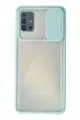 Newface Samsung Galaxy A71 Kılıf Palm Buzlu Kamera Sürgülü Silikon - Turkuaz
