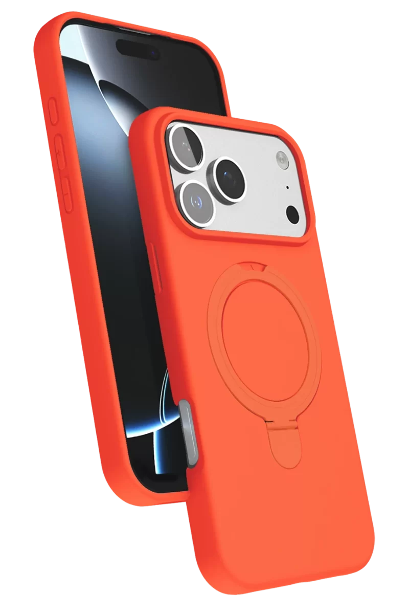 Newface Apple iPhone 17 Pro Max Regal Magsafe Standlı Kapak - Turuncu