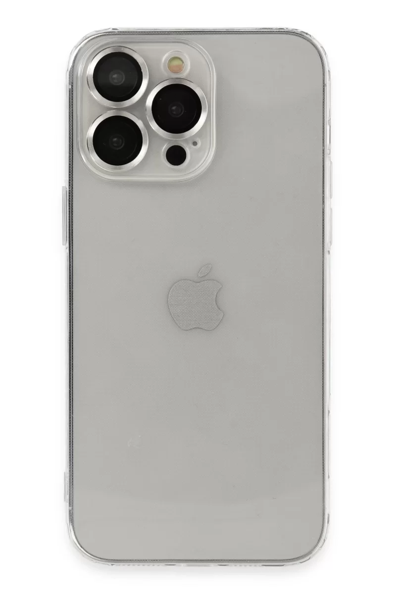 Newface Apple iPhone 13 Pro Max Kılıf Luko Lens Silikon - Gümüş