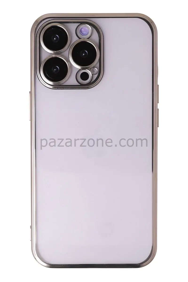 Newface Apple iPhone 14 Pro Max Kılıf Razer Lensli Silikon - Gold