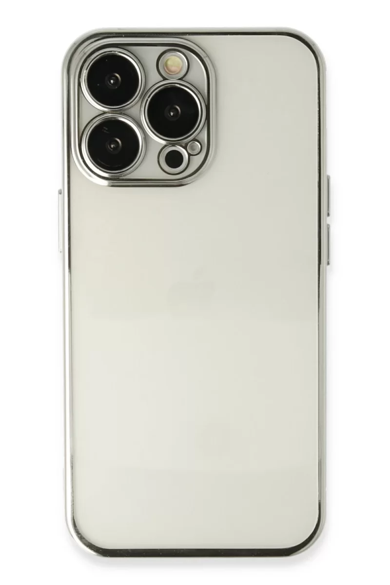 Newface Apple iPhone 14 Pro Max Kılıf Razer Lensli Silikon - Gümüş