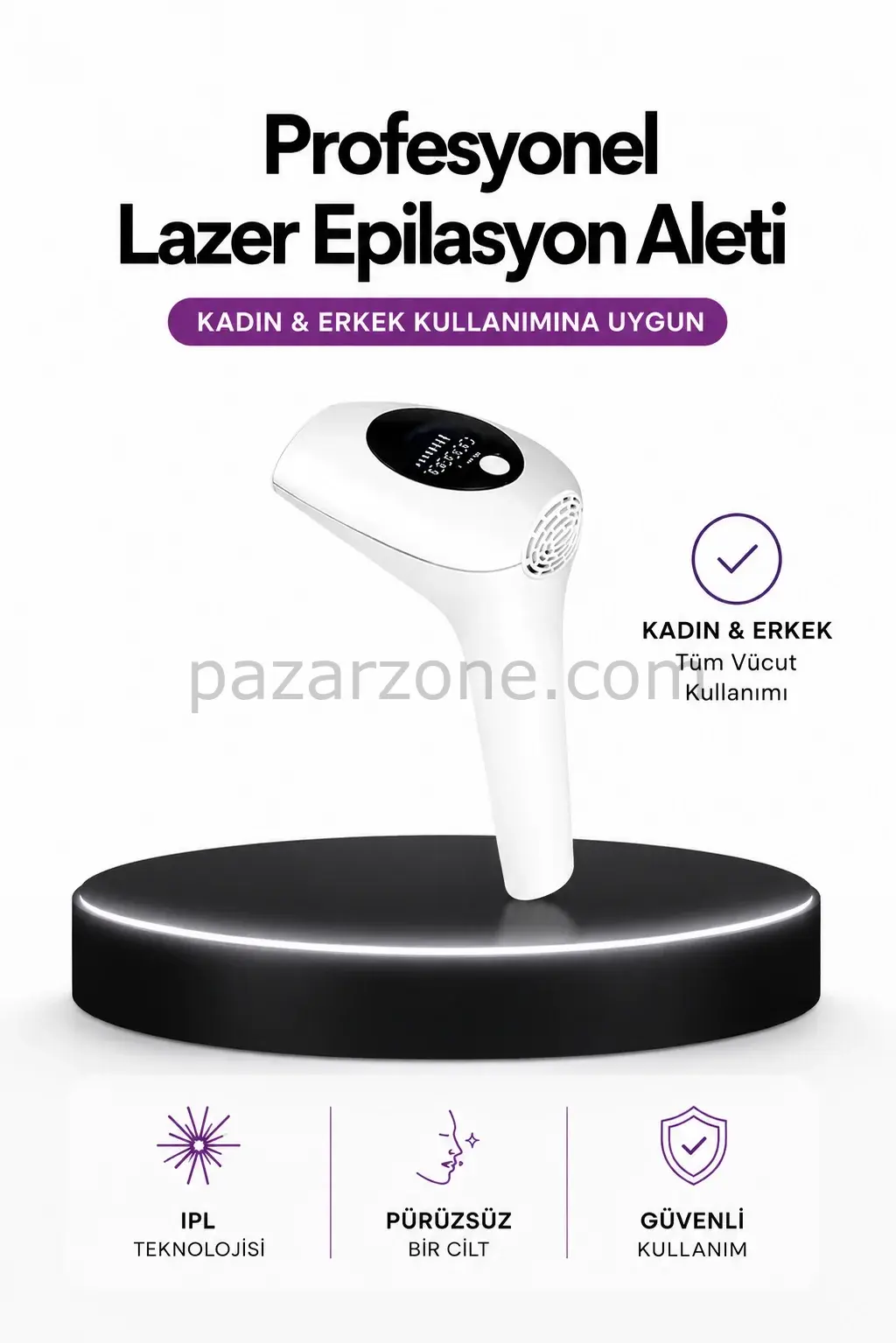 IPL Teknolojili Erkek Ve Kadın Kullanımına Uygun Lazer Epilasyon Cihaz