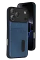 Newface Apple iPhone 17 Pro Max Sara Kartvizitli Deri Kılıf - Lacivert