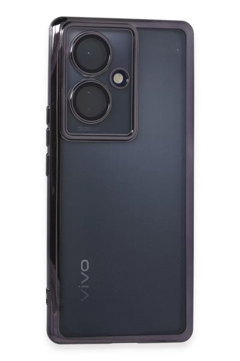 Newface Vivo V29 Lite Kılıf Razer Lensli Silikon - Mor