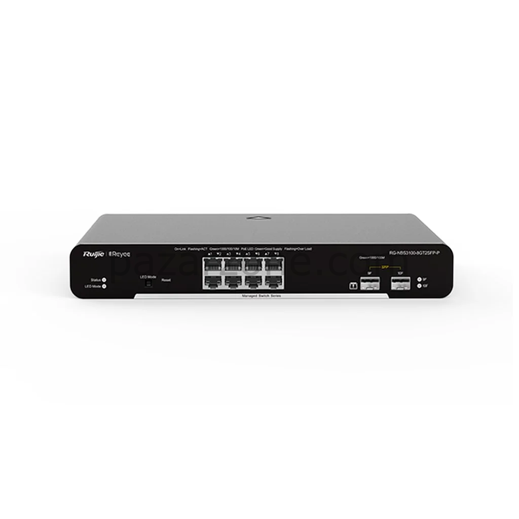 RUIJIE REYEE RG-NBS3100-8GT2SFP, 8 Port, GigaBit, 2Port SFP, L2 Yönetilebilir, Metal Kasa, Masaüstü, Switch