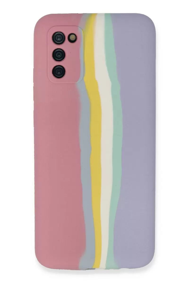 Newface Samsung Galaxy A03S Kılıf Ebruli Lansman Silikon - Pembe-Lila
