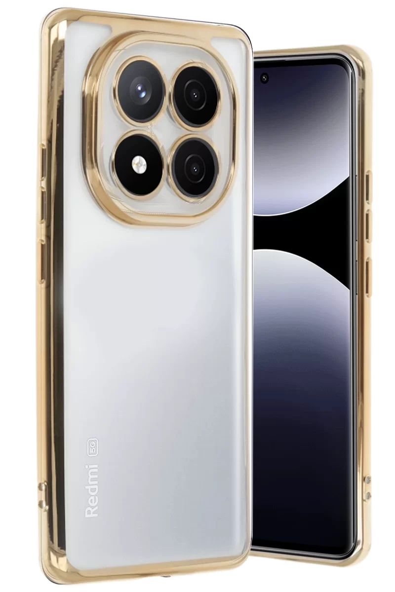 Newface Xiaomi Redmi Note 14 Pro Plus Kılıf Razer Lensli Silikon - Gold