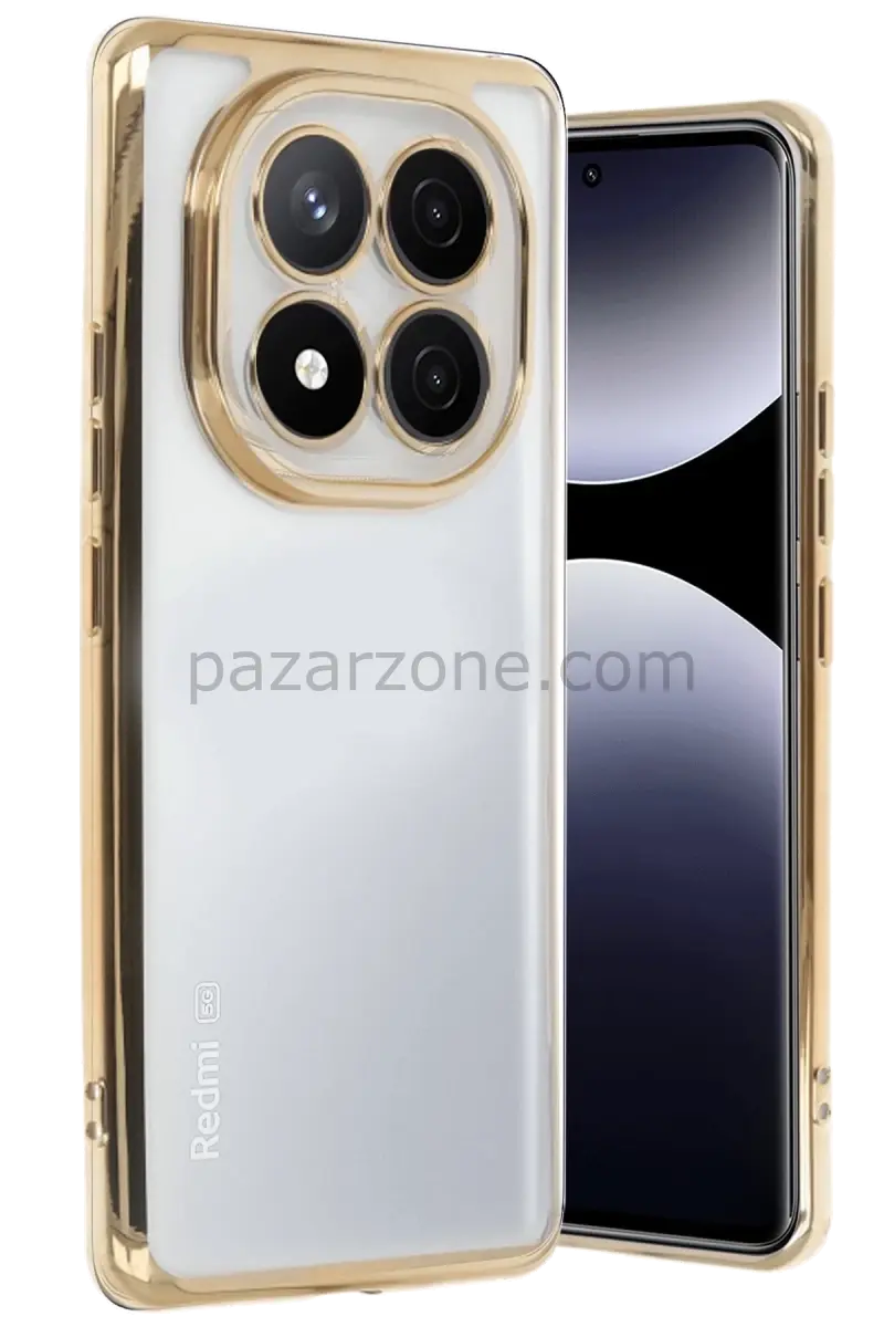Newface Xiaomi Redmi Note 14 Pro Plus Kılıf Razer Lensli Silikon - Gold