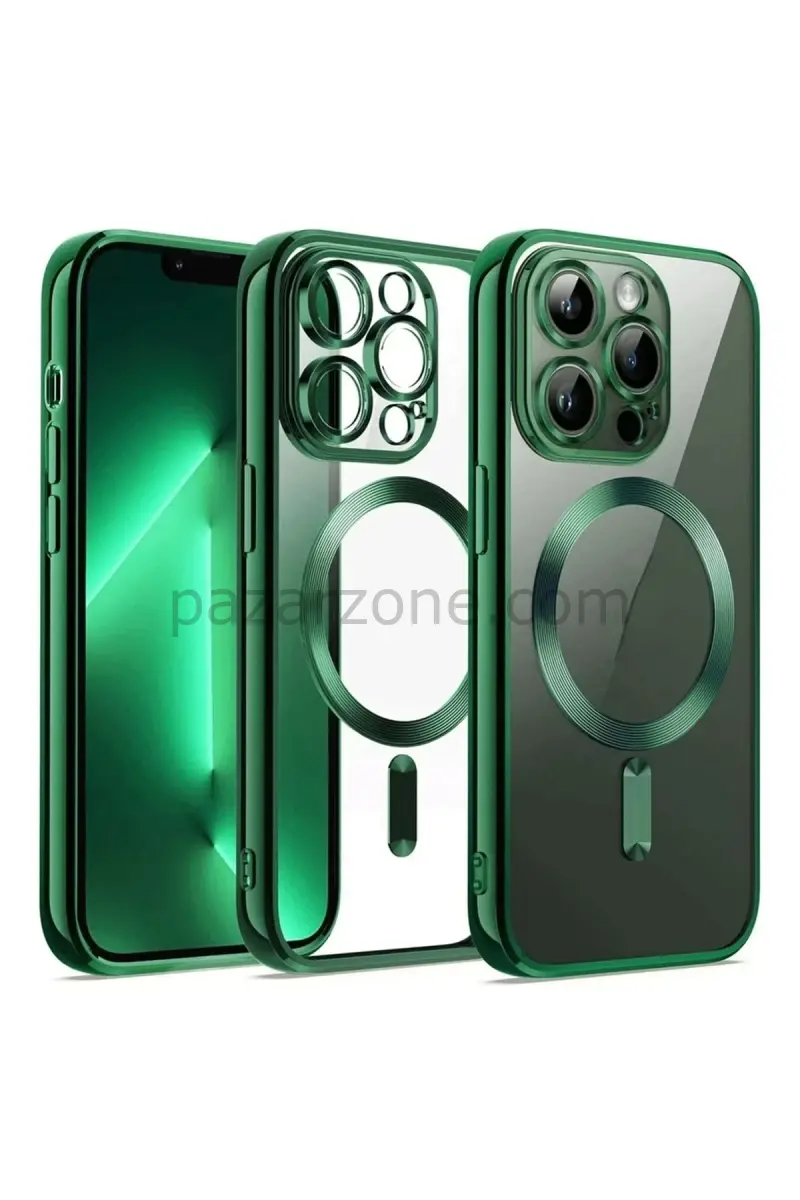 Newface Apple iPhone 12 Pro Kılıf Kross Magneticsafe Kapak - Koyu Yeşil