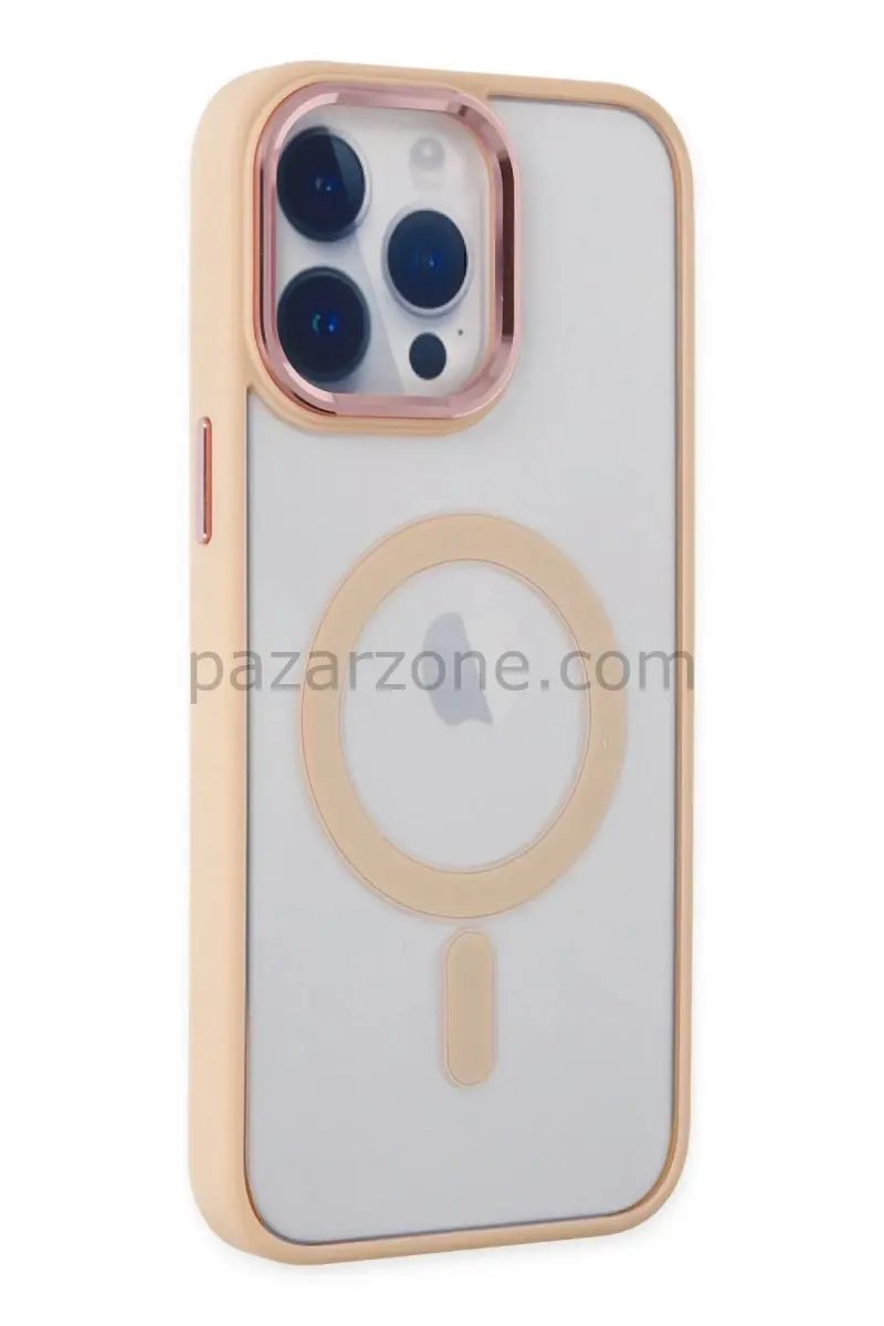 Newface Apple iPhone 14 Pro Max Kılıf Room Magneticsafe Silikon - Pudra