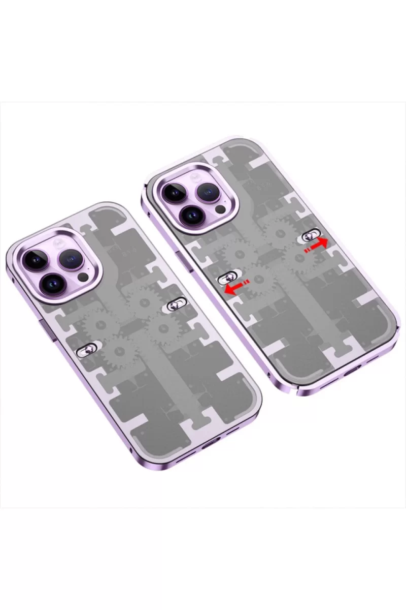 Newface Apple iPhone 13 Pro Max Kılıf Mekanik Bumper Kapak - Derin Mor
