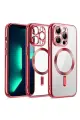 Newface Apple iPhone 12 Pro Kılıf Kross Magneticsafe Kapak - Kırmızı