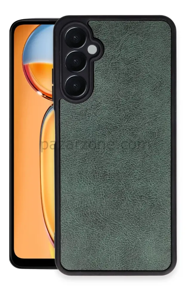 Newface Samsung Galaxy A15 4G Kılıf Aras Deri Kapak - Koyu Yeşil