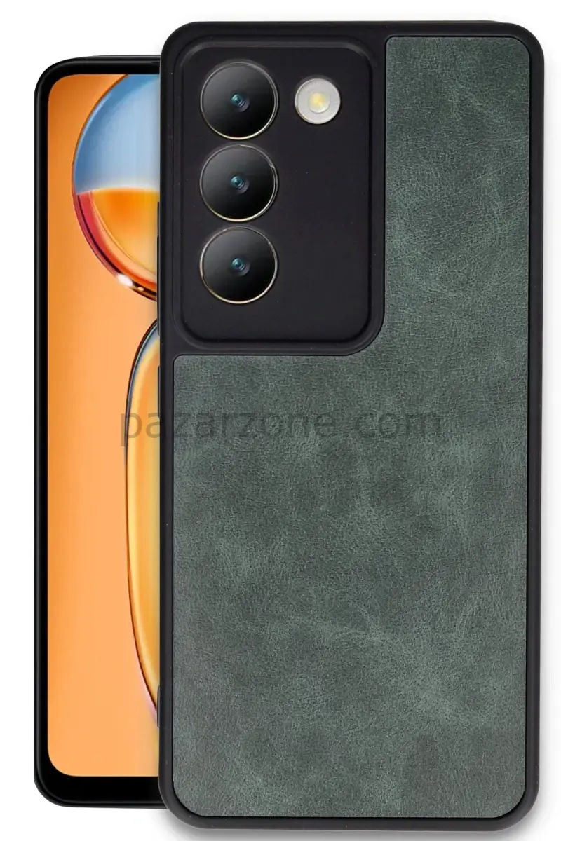Newface Vivo V30 Lite 4G Kılıf Aras Deri Kapak - Koyu Yeşil