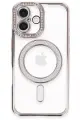 Newface Apple iPhone 16 Plus Kılıf Joke Simli Magneticsafe Kılıf - Pembe