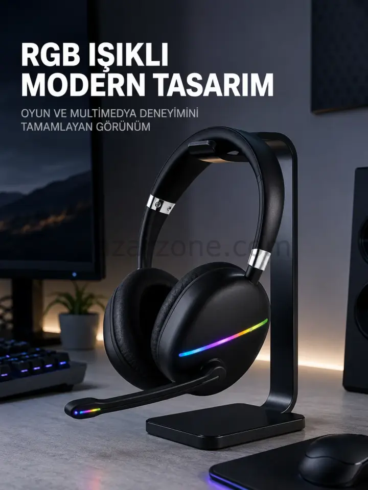 Kablosuz Bluetooth 5.0 Kulaklık RGB Işıklı Tasarım