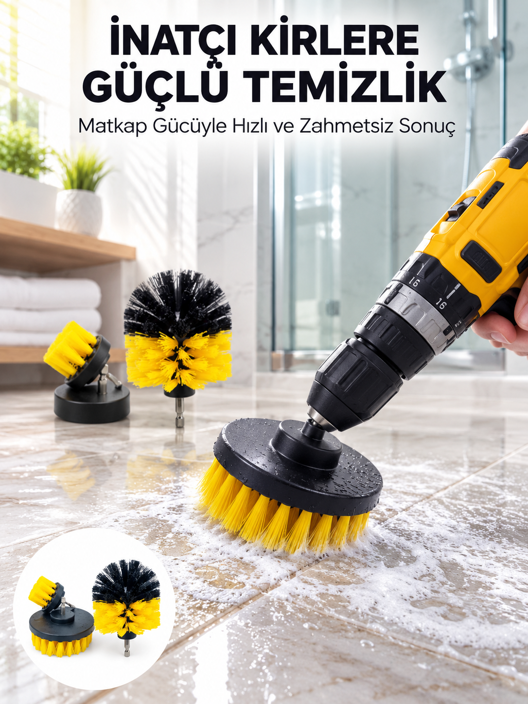 Yüksek Devirde Etkili Temizlik Sağlayan Matkap Ucu Fırça Seti