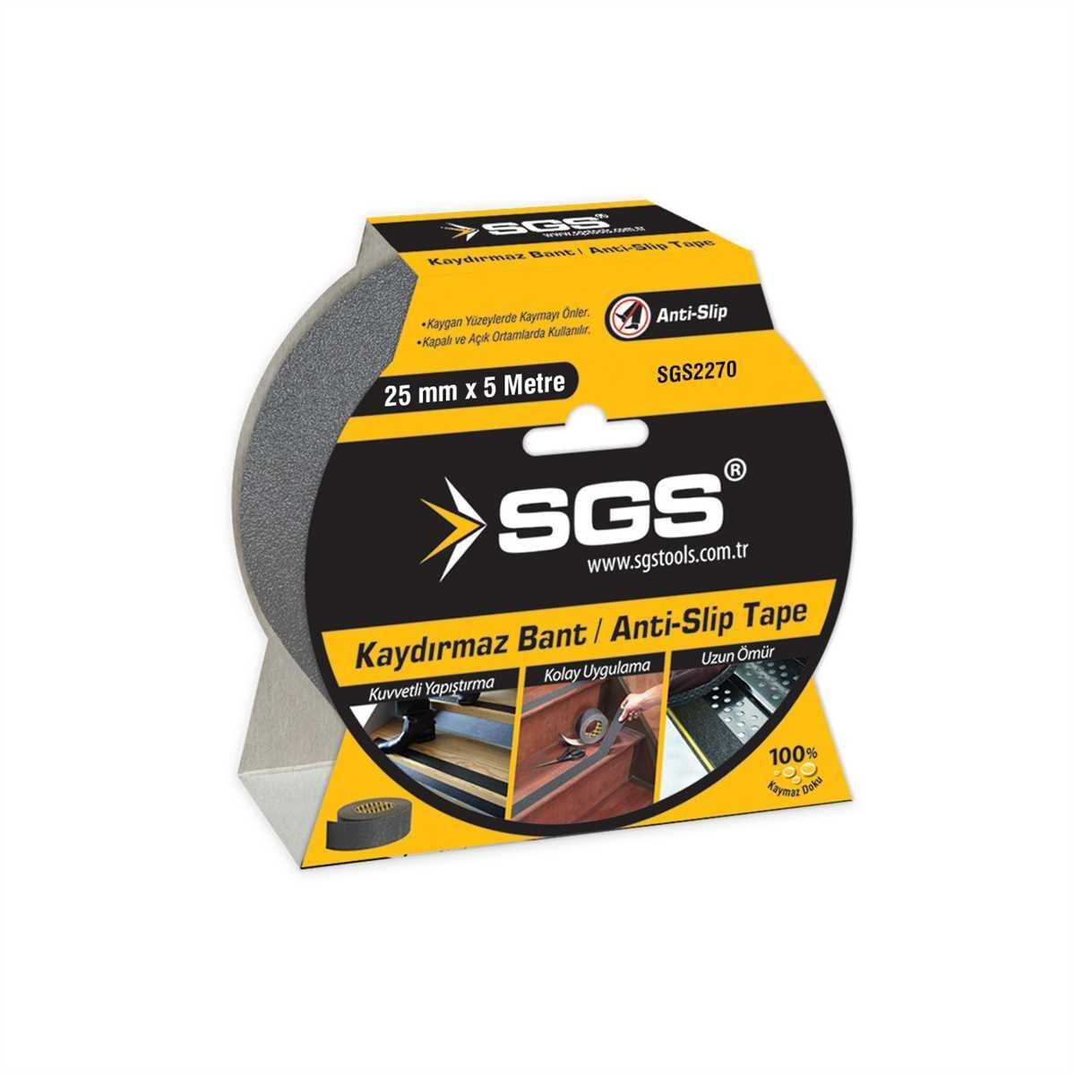Sgs 2270 Siyah Kaydırmaz Bant 25 mm 5 Metre