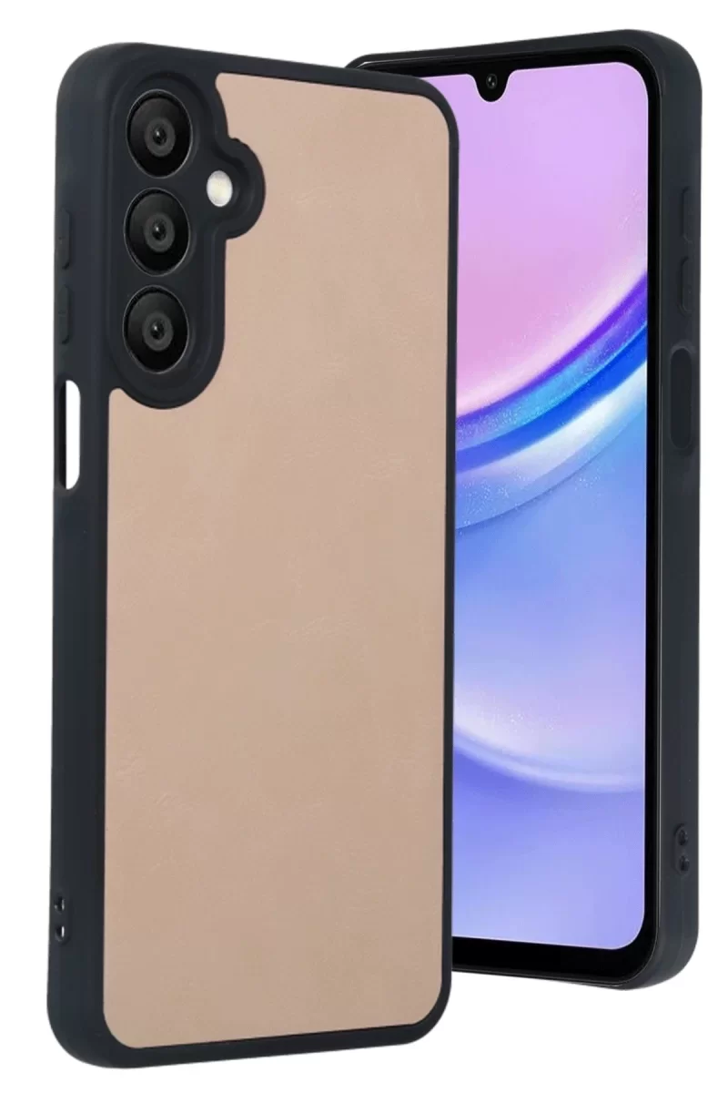 Newface Samsung Galaxy A15 4G Kılıf Aras Deri Kapak - Pudra