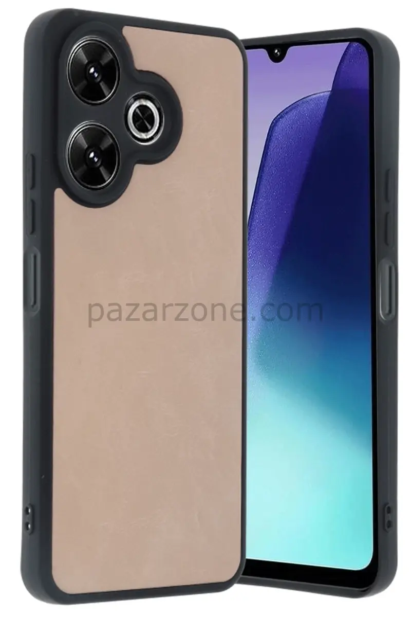 Newface Xiaomi Redmi 13 4G Kılıf Aras Deri Kapak - Pudra