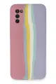 Newface Samsung Galaxy A03S Kılıf Ebruli Lansman Silikon - Pembe-Lila