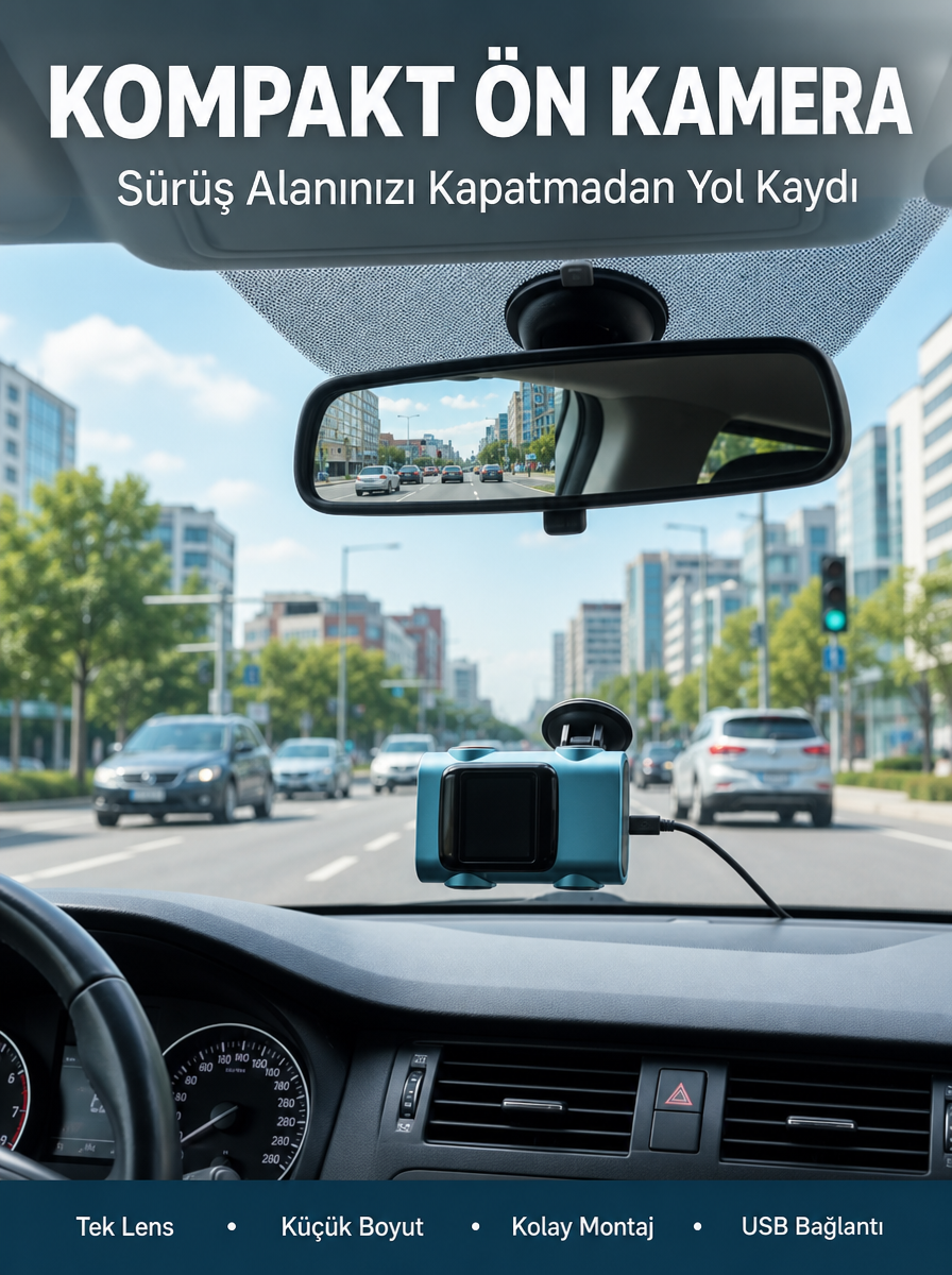 Kompakt Dash Kamera USB Şarj TF Kart Destekli Yeni Nesil