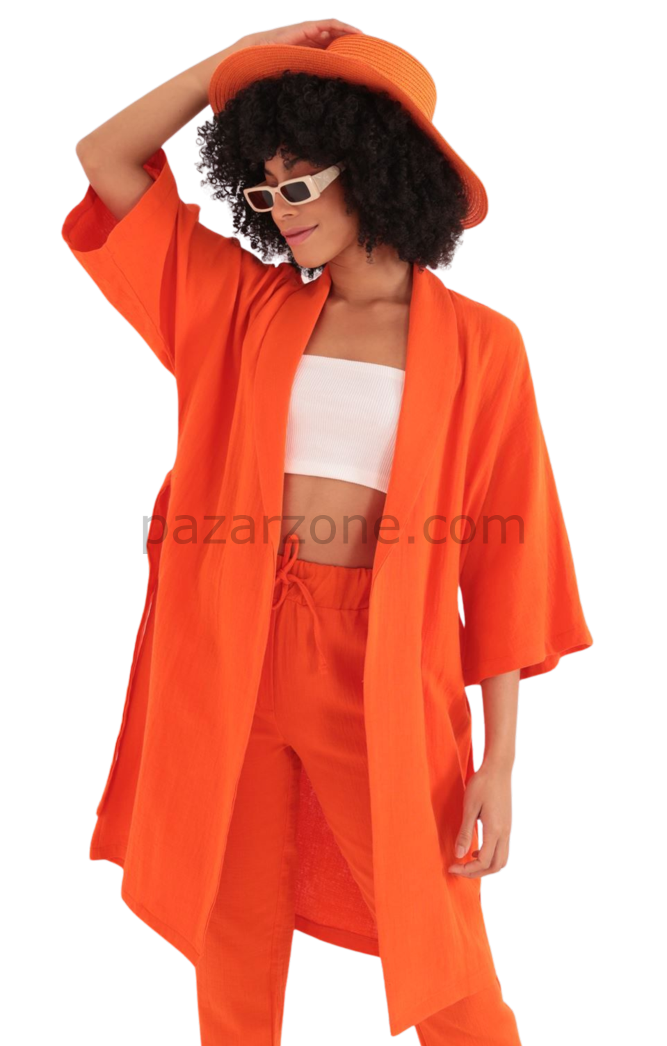 Rahat Kesim Kimono Üst - TURUNCU