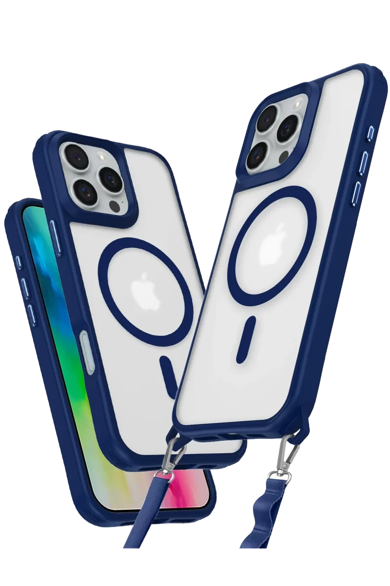 Newface Apple iPhone 16 Pro Max Kılıf Enka Magsafe Silikon Kılıf - Lacivert