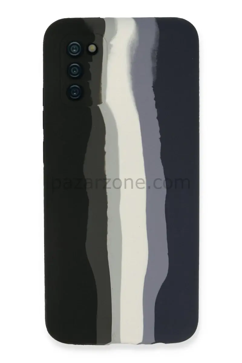 Newface Samsung Galaxy A03S Kılıf Ebruli Lansman Silikon - Siyah-Lacivert