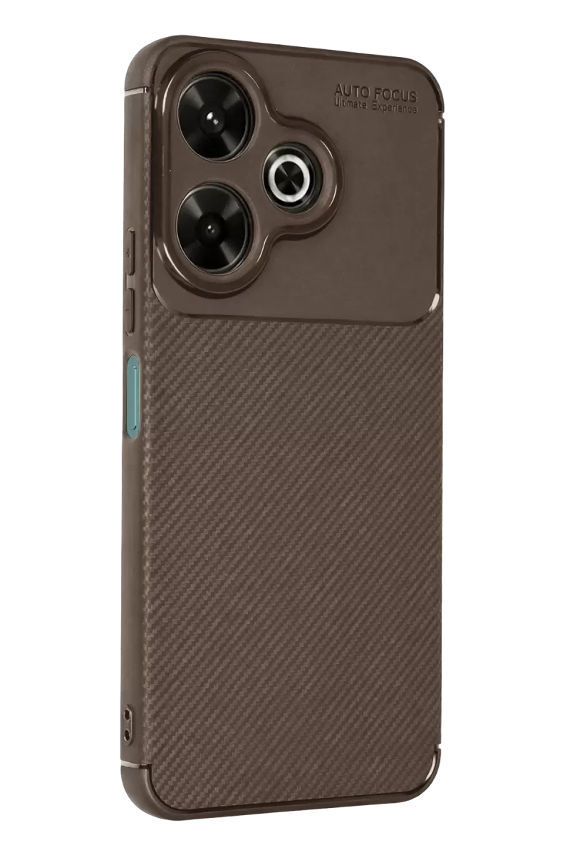 Newface Xiaomi Redmi 13 4G Kılıf Auto Focus Karbon Kapak - Kahverengi