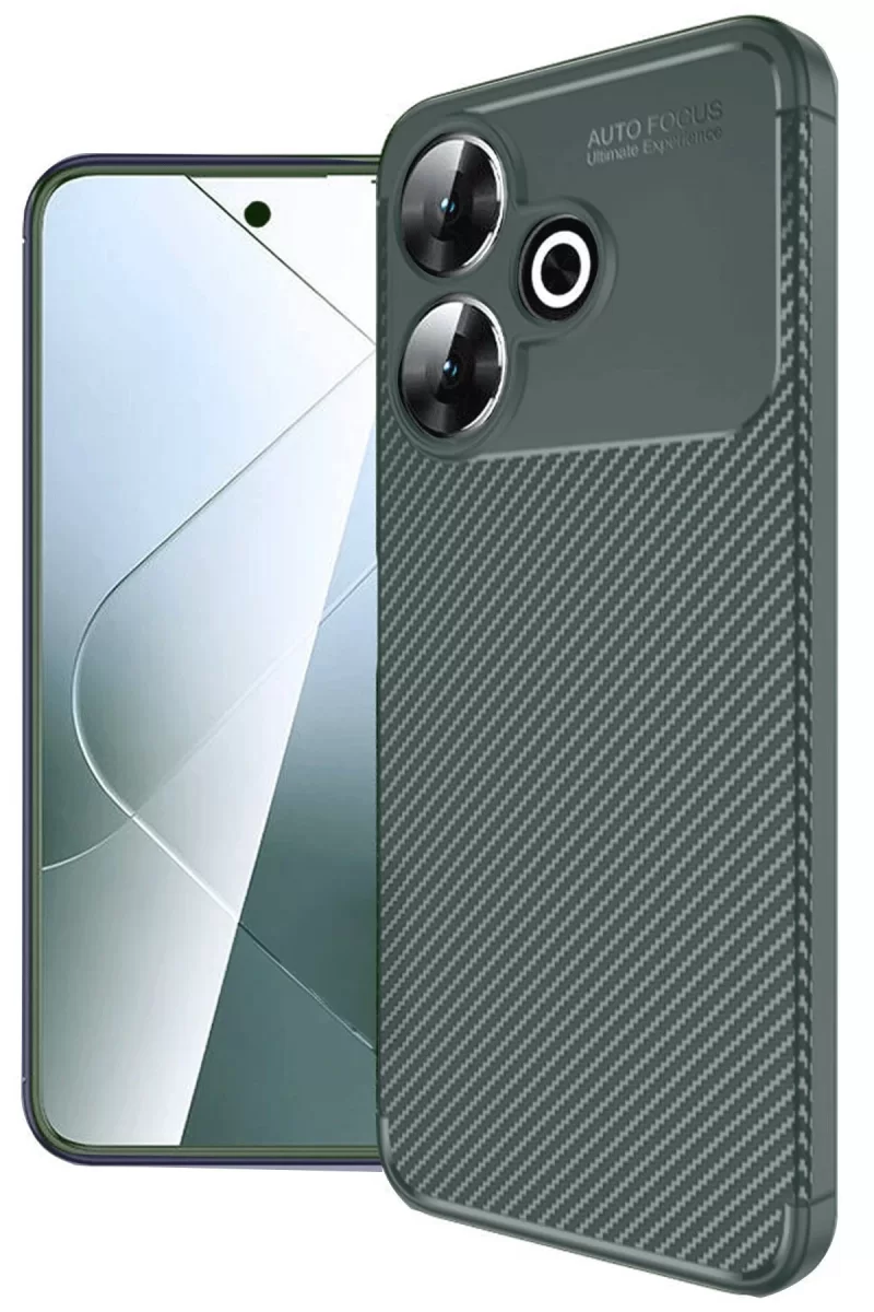 Newface Xiaomi Redmi 13 4G Kılıf Auto Focus Karbon Kapak - Koyu Yeşil