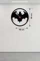 Batman Yarasa Logolu Ahşap Duvar Saati - 40x40 cm Dekoratif DC Temalı