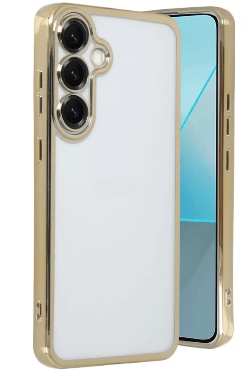 Newface Samsung Galaxy S25 Plus Kılıf Razer Lensli Silikon - Gold