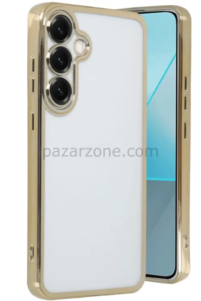 Newface Samsung Galaxy S25 Plus Kılıf Razer Lensli Silikon - Gold