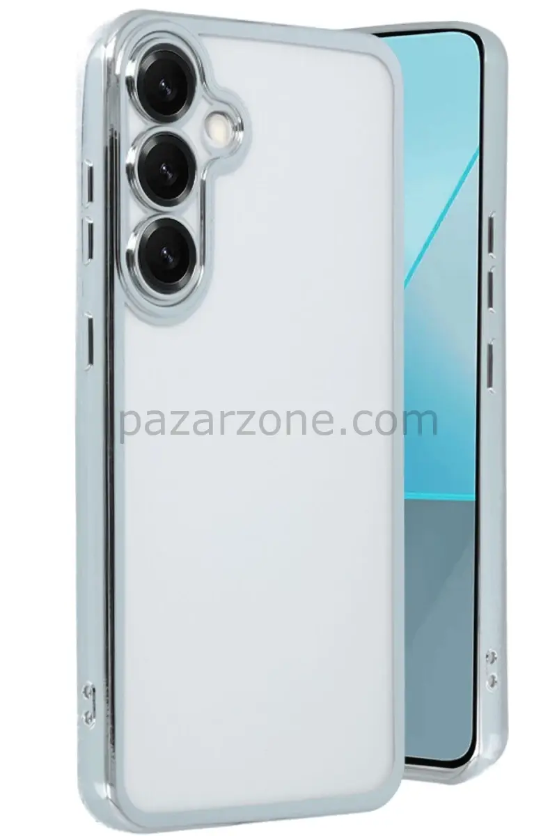 Newface Samsung Galaxy S25 Plus Kılıf Razer Lensli Silikon - Gümüş