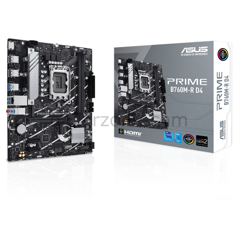 ASUS PRIME B760M-R D4, 2xDDR4, 2x M.2, HDMI, 12-13-14.Nesil, LGA1700 Soket, Anakart