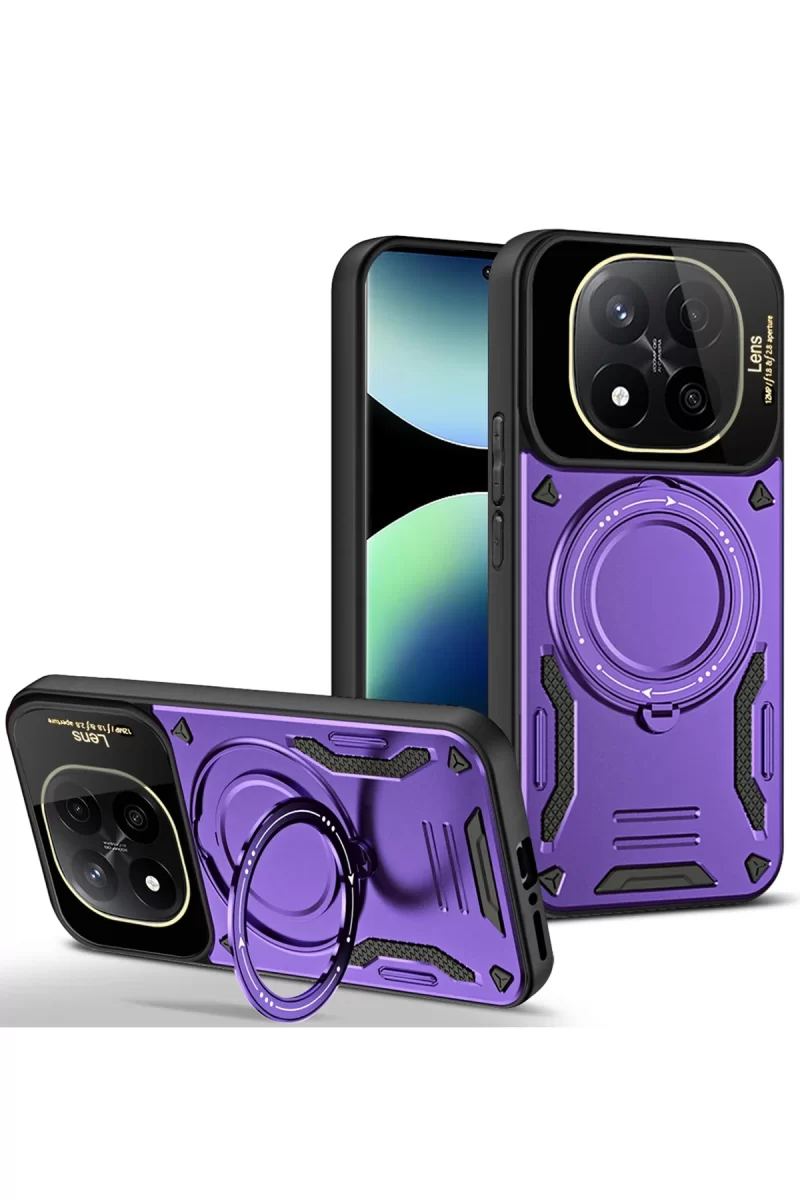 Newface Xiaomi Redmi Note 14 Pro Plus Kılıf Joy Lens Standlı Kapak - Mor
