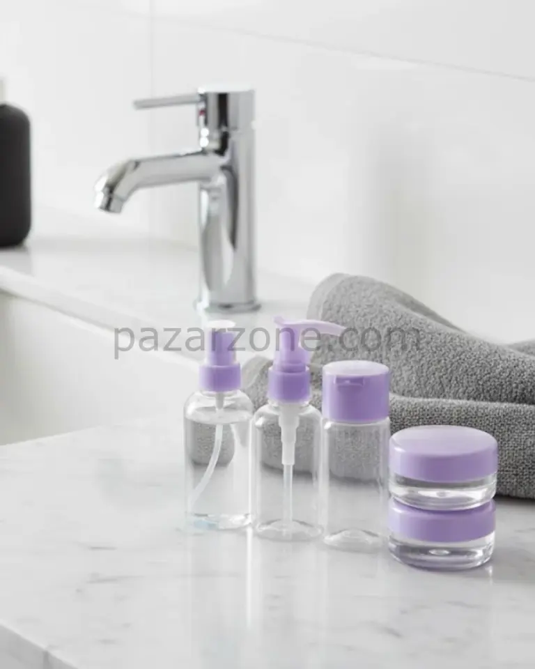 5 Parça Seyahat Banyo Seti 30 ml Şeffaf Taşınabilir Şişe Seti