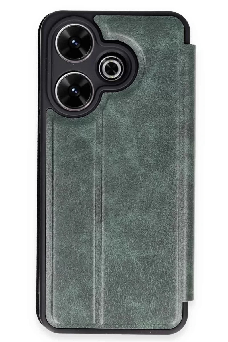 Newface Xiaomi Redmi 13 4G Kılıf Flip Cover - Koyu Yeşil