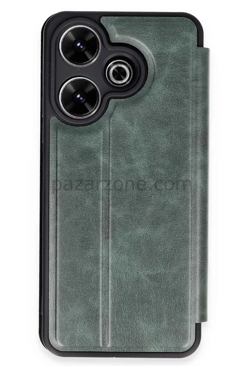 Newface Xiaomi Redmi 13 4G Kılıf Flip Cover - Koyu Yeşil
