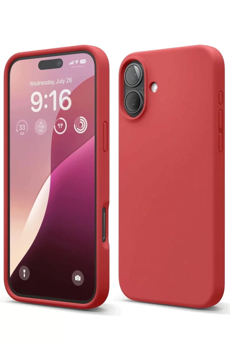 Newface Apple iPhone 16 Plus Kılıf Nano içi Kadife Silikon - Kırmızı